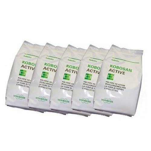NUOVO KOBOSAN ACTIVE DETERGENTE SECCO TAPPETI CONF. 5 BUSTE X 500 Gr. ORIGINALE FOLLETTO ( EX 51391 )