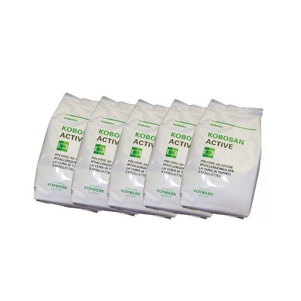 NUOVO KOBOSAN ACTIVE DETERGENTE SECCO TAPPETI CONF. 5 BUSTE X 500 Gr. ORIGINALE FOLLETTO ( EX 51391 )