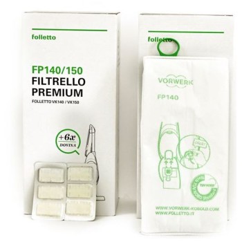 SACCHETTI FILTRELLO PREMIUM + DOVINA CONF 6PZ ORIGINALE FOLLETTO K140 - K150 2