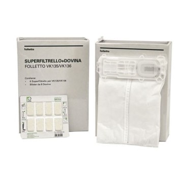 SACCHETTI FILTRELLO PREMIUM+DOVINA CONF.6PZ ORIGINALE FOLLETTO K135 - K136 2