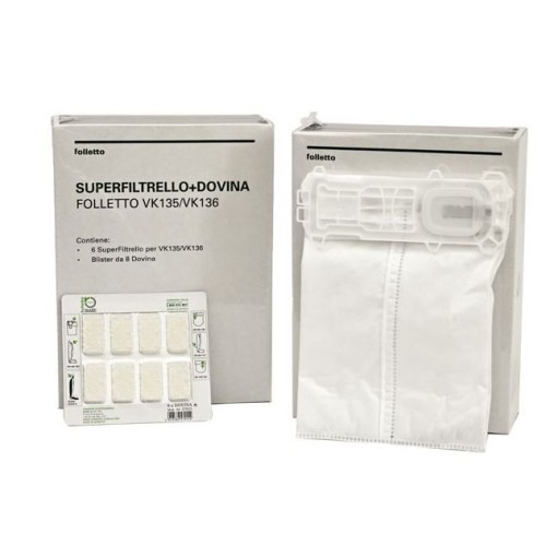SACCHETTI FILTRELLO PREMIUM+DOVINA CONF.6PZ ORIGINALE FOLLETTO K135 - K136