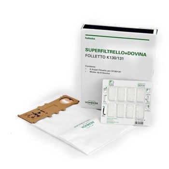 SACCHETTI FILTRELLO PREMIUM CONF.6PZ + DOVINA ORIGINALE FOLLETTO K130 - K131
