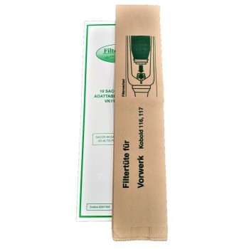 SACCHETTI FILTRO CARTA IN SCATOLA CONF. 10PZ COMPATIBILE FOLLETTO VK116 - VK117