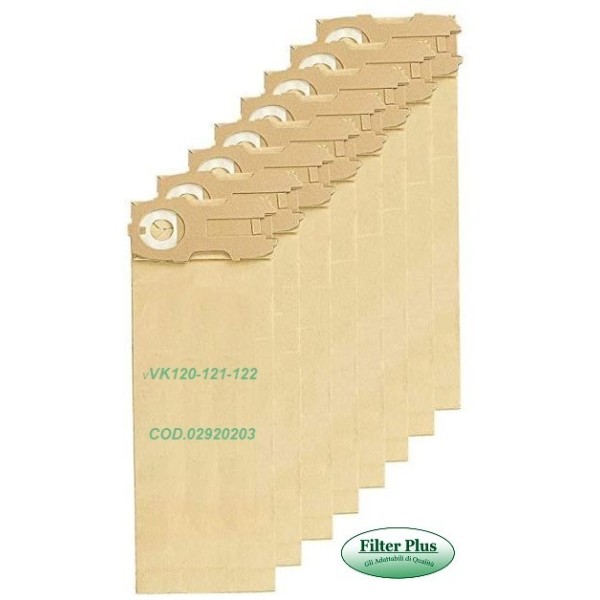 SACCHETTI FILTRO CARTA IN BUSTA CONF. 8PZ COMPATIBILE FOLLETTO VK120 - VK121 - VK122
