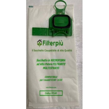 6 SACCHETTI FILTRO IN TESSUTO MULTISTRATO FILTERPIU' COMPATIBILI K140-K150 MARCHIO FILTERPIU' IN BUSTA FILTERPIU' MADE IN PRC