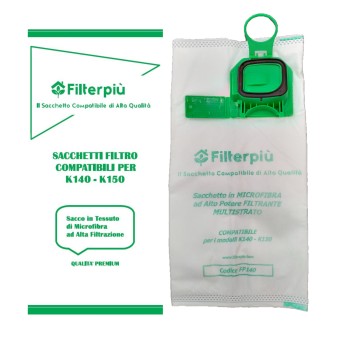 CONF. 6 SACCHETTI FILTRO IN TESSUTO MULTISTRATO FILTERPIU' COMPATIBILI K140 - K150 IN SCATOLA - MADE IN PRC